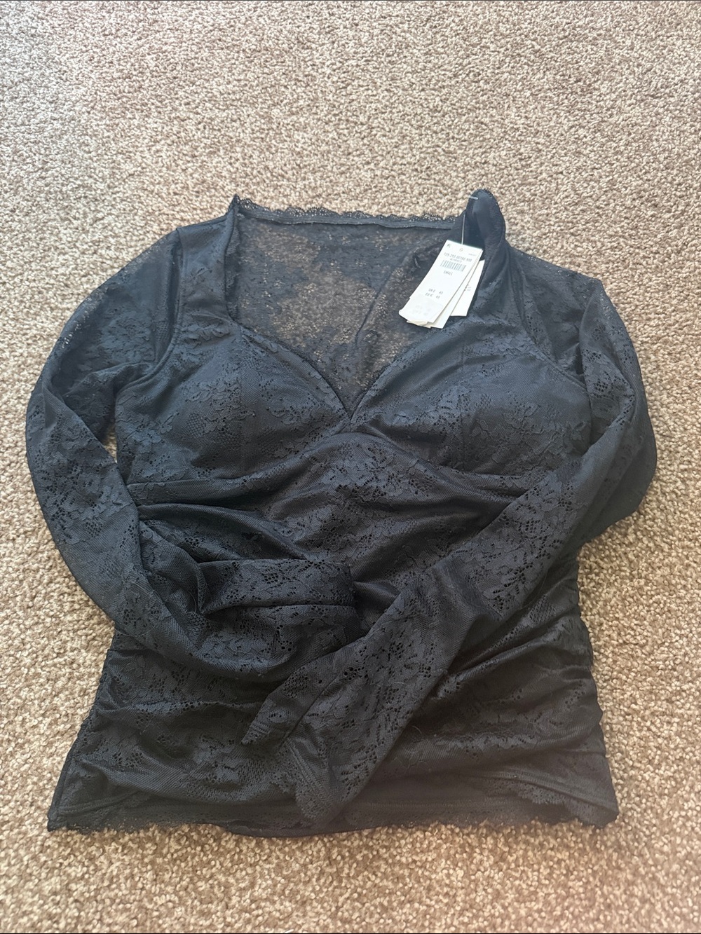 Abercrombie & Fitch Black Long-Sleeve Lace Top